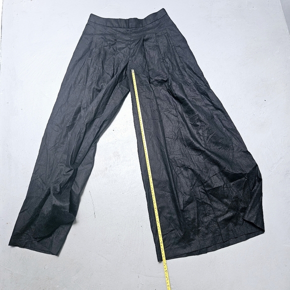 Banana Republic Lenin Blend Black Ultra Wide Lina Palazzo Pants Pocket Sz 8 New - Picture 6 of 16